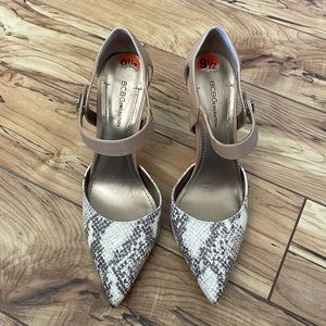 BCBGeneration Women's Tan & Snakeskin Heels